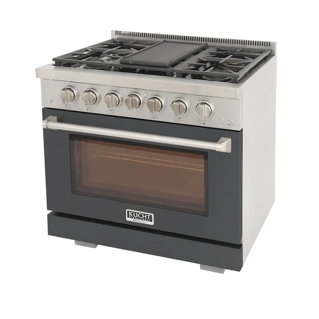 Kucht 36" Professional Gas Range, 6 Burners, Grill/Griddle, KFX360-GY