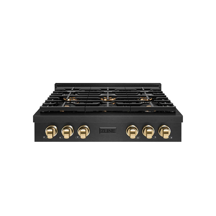 ZLINE Autograph Edition 36" Paramount Gas Rangetop DuoPro™ Cooktop. Black Satin Stainless Steel PSRTBSZ-36-CB