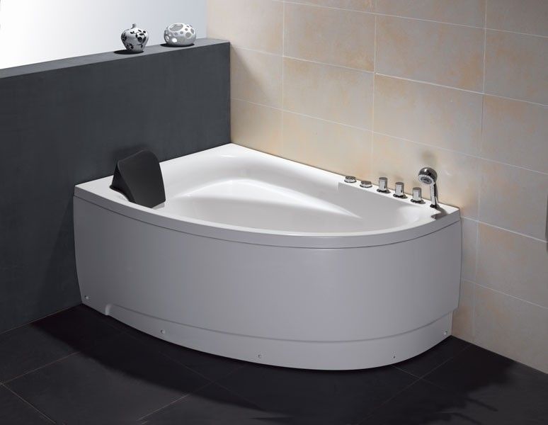 EAGO  59" Single Person Corner White Acrylic Whirlpool Bath Tub AM161-L