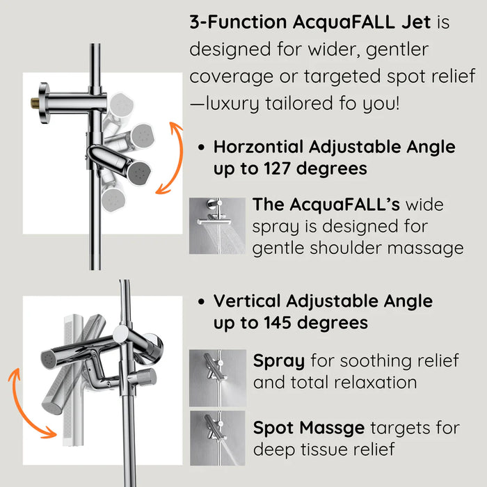 Forno Acqua AcquaFALL Shower, Overhead Rainfall Shower, Handheld Shower Head SCW2BN-C2