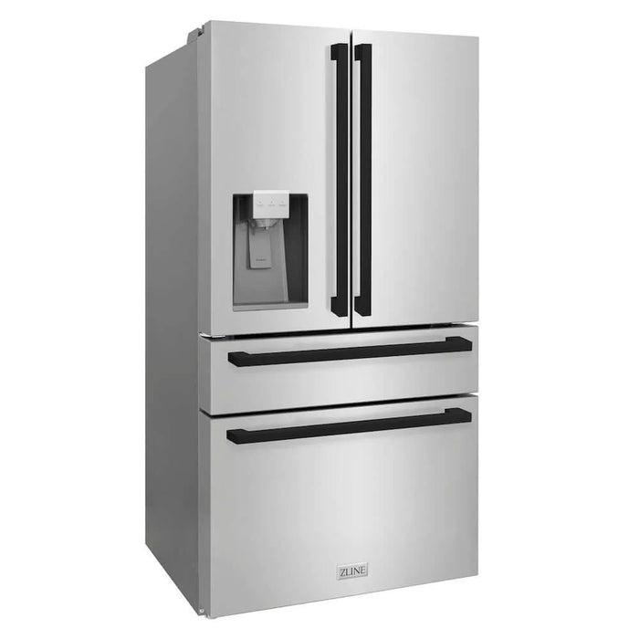 ZLINE Autograph Edition 36" Counter-Depth French Door Refrigerator,  Ice Maker, Fingerprint-Resistant Stainless Steel RFMZ-36-FMB