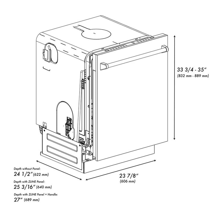ZLINE Autograph 24" Dishwasher, White Door, Bronze DWMTZ-WM-24-CB