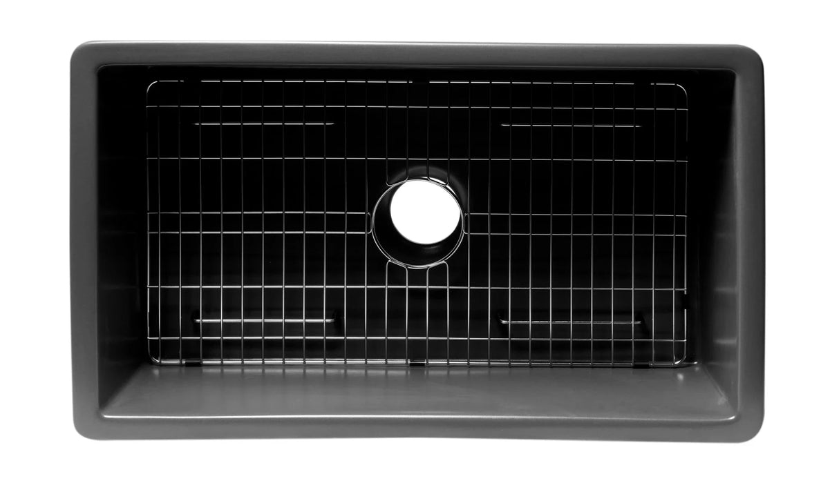 ALFI brand 32" Single Bowl Fireclay Undermount Kitchen Sink /w Grid ABF3219SUD
