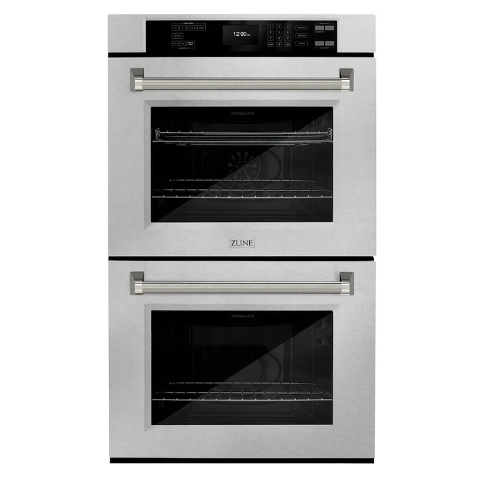 ZLINE Autograph Edition 30" Professional True Convection Double Wall Oven, Air Fry, Self Clean, Stainless Steel, Helix Handles WADZ-30-KCB