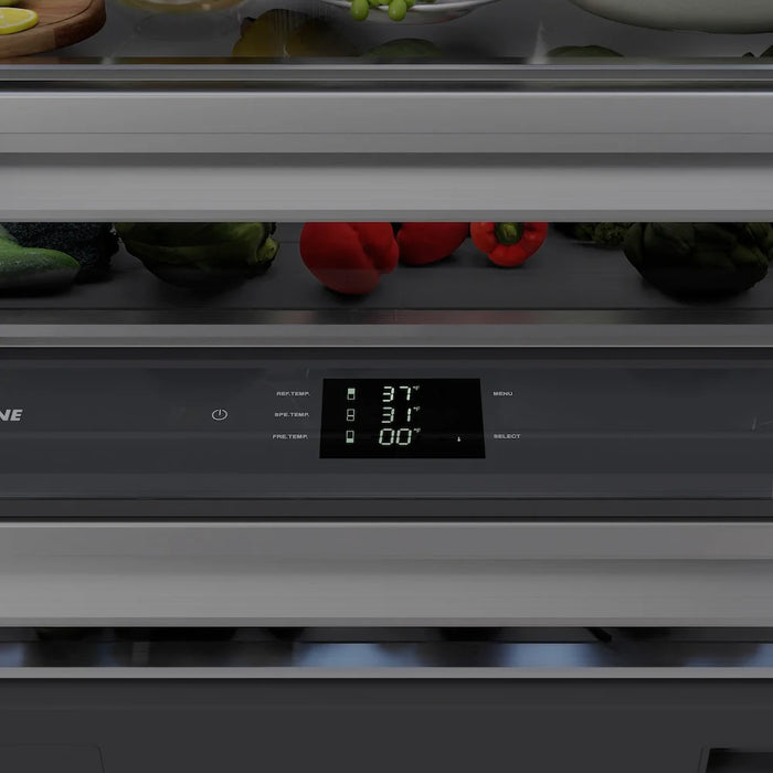 ZLINE Autograph Edition 72" French Door Built-In Bottom Freezer Refrigerator, Water Dispensers, Ice Makers, Stainless Steel, Graphite Gray Interior, Helix Handles GRBITZ-30472KCB