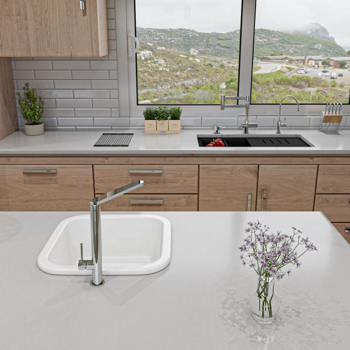 ALFI brand 33" Workstation Step Rim Double Bowl Sink, Accessories AB3418DBUM