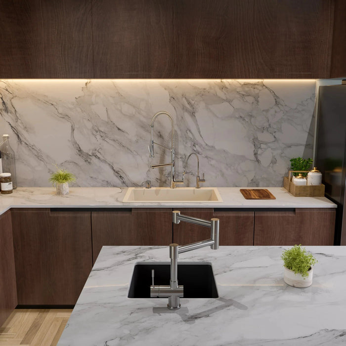 ALFI brand Square 18" Undermount / Drop In Fireclay Prep Sink ABF1818S