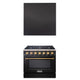 Akicon 36" Stainless Steel Range Hood with 600 CFM Insert & 6-Burner Gas Range Combo – Powerful Ventilation, Convection Oven, Multiple Finishes — AK-HS36H-BS & AK-JK36A1-BS