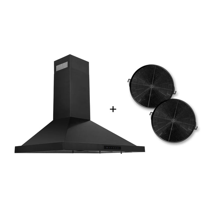 ZLINE Wall Range Hood, Black Stainless Steel, Charcoal Filters BSKBN-CF
