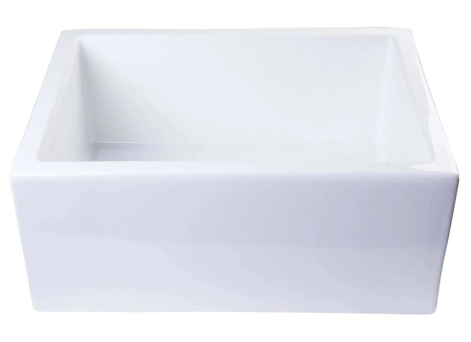 ALFI brand 24" Smooth Thick Wall Fireclay Single Bowl Farm Sink AB2418SB