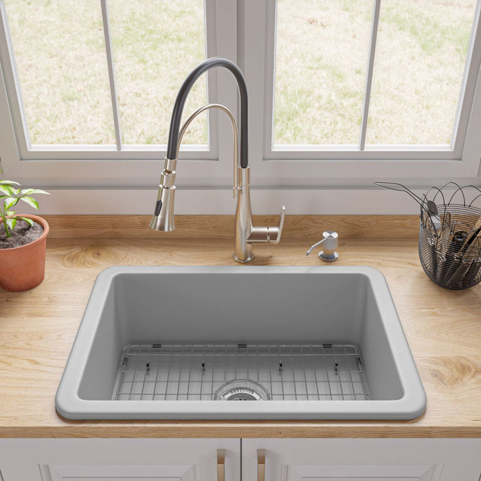 ALFI brand 27" Fireclay Undermount / Drop In Fireclay Kitchen Sink ABF2718UD