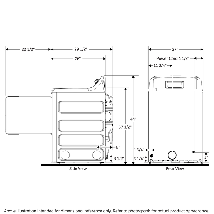 GE 27" Capacity Electric Dryer, GTX52EASPWB