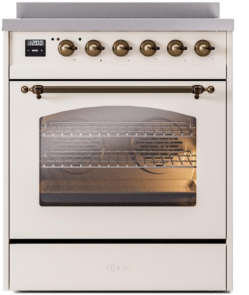 ILVE Nostalgie II 30" Electric Range, Antique White, Bronze Trim UPI304NMPAWB ILVE