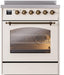 ILVE Nostalgie II 30" Electric Range, Antique White, Bronze Trim UPI304NMPAWB ILVE