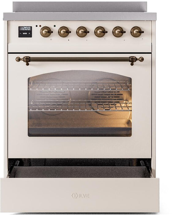 ILVE Nostalgie II 30" Electric Range, Antique White, Bronze Trim UPI304NMPAWB ILVE