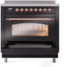 ILVE Nostalgie II 36 " Electric Range, Glossy Black, Copper Trim UPI366NMPBKP ILVE