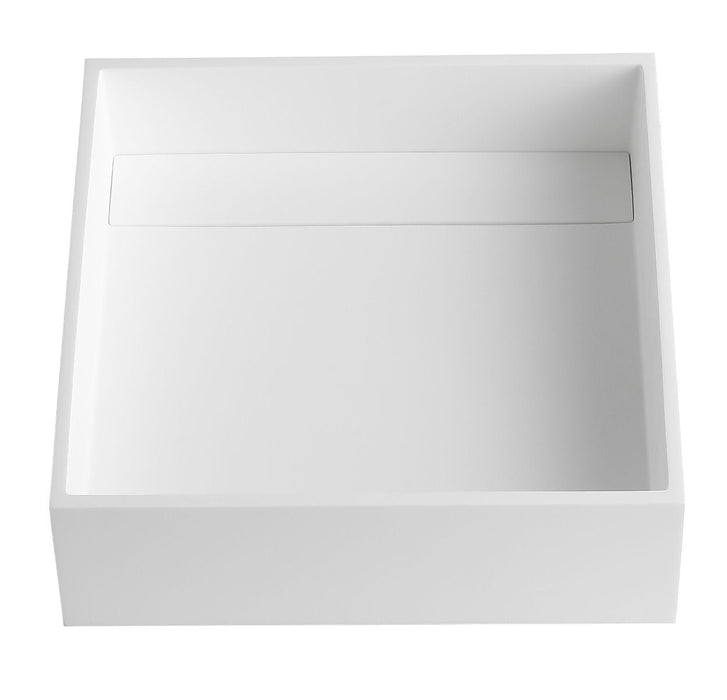 ALFI brand 14" Square White Matte Solid Surface Resin Sink ABRS14S
