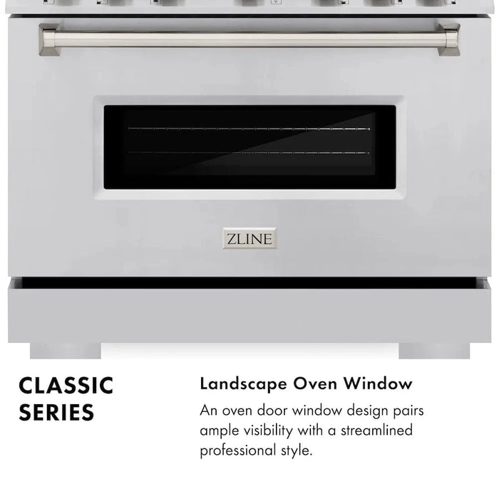 ZLINE 36"Classic Gas Range, Convection Gas Oven, Stainless Steel, CGR36