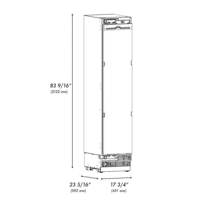 ZLINE 18" Panel Ready Column Freezer, Graphite Gray Interior RBCFVL-18
