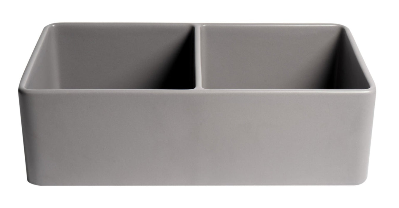 ALFI brand Smooth Apron 33" Double Bowl Fireclay Farm Sink ABF3318D