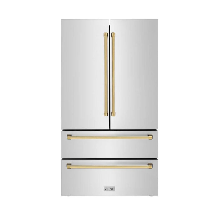ZLINE Autograph Edition 48"Kitchen Package, Stainless Steel Dual Fuel Range, Range Hood, Dishwasher and Refrigeration, 4KAPR-RARHDWM48-G