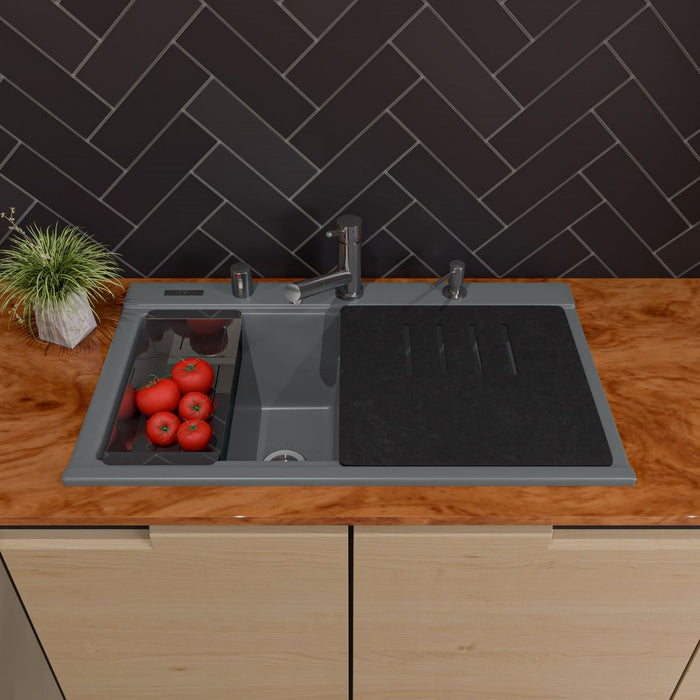 ALFI brand 34" Granite Composite Workstation Step Sink, Accessories AB3418DBDI