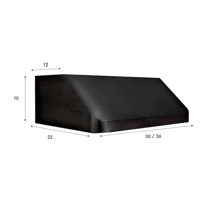 ZLINE 600 CFM Ducted Under Cabinet Range Hood, Black Stainless Steel, BS623