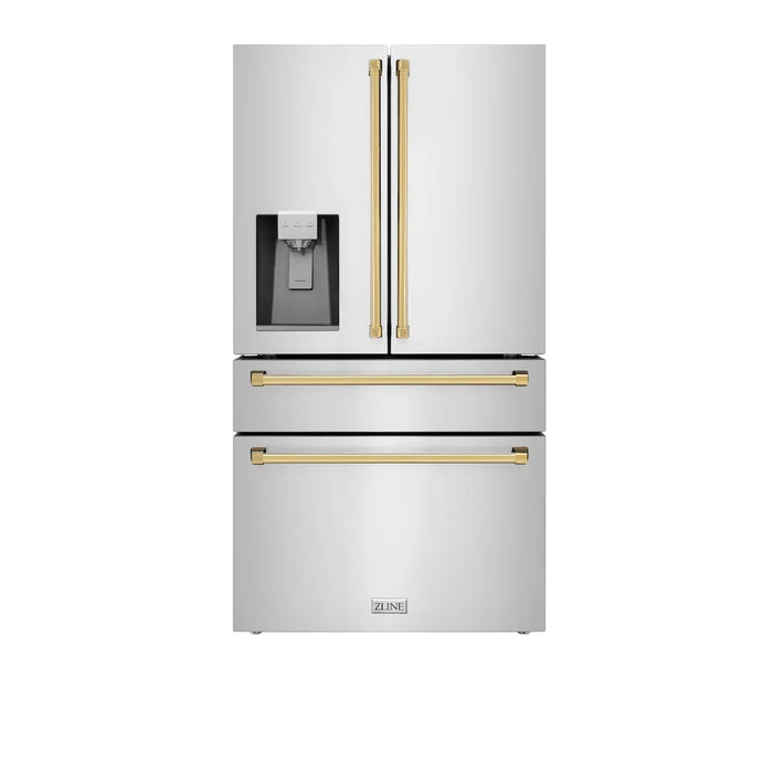 ZLINE Autograph Edition 48" Kitchen Package, Stainless Steel Dual Fuel Range, Range Hood, Dishwasher, French Door Refrigerator External Water Dispenser, 4AKPR-RARHDWM48-G