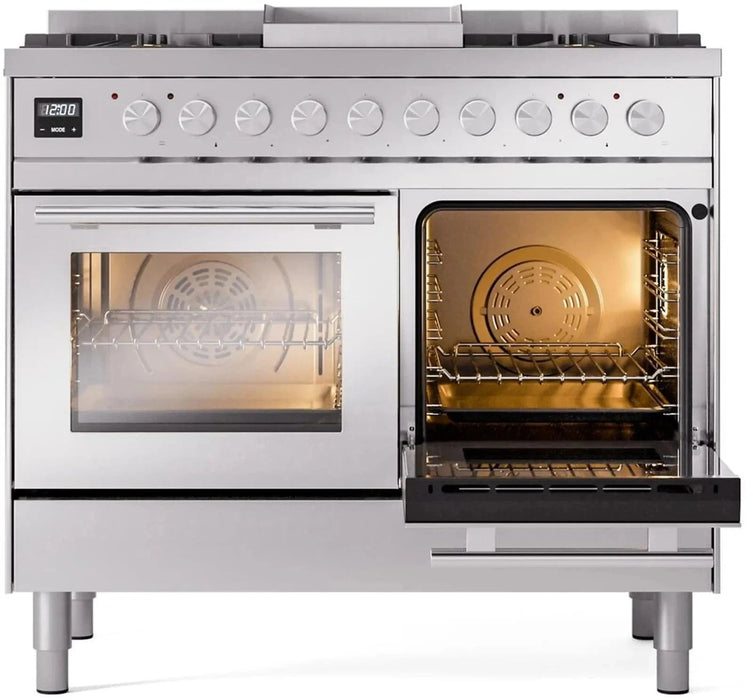 ILVE 40"Professional Plus Dual Fuel Range, Stainless Steel UPD40FWMPSS