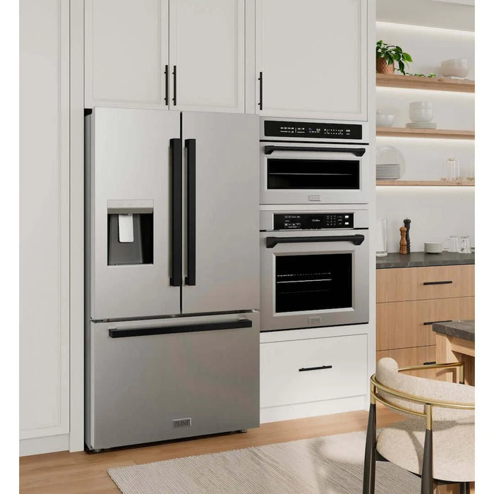 ZLINE Autograph Edition 36" Standard-Depth French Door External Water Dispenser Refrigerator, Dual Ice Maker, Fingerprint-Resistant Stainless Steel RSMZ-W-36-FMB