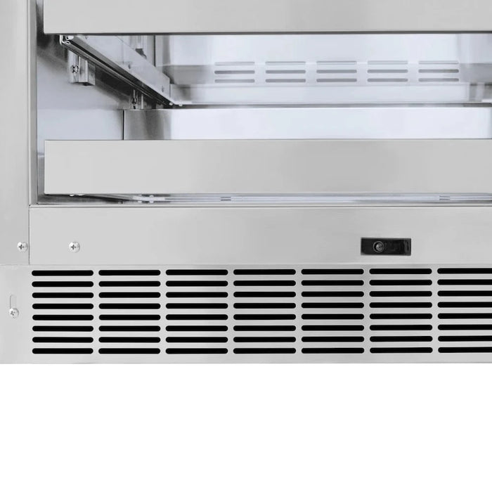 ZLINE 24" Touchstone 151 Can Beverage Fridge DuraSnow® Stainless Steel Glass Door And Champagne Bronze Handle RBSOZ-SN-24-CB