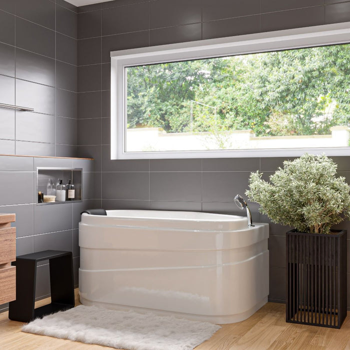 EAGO 57'' White Acrylic Jetted Whirlpool Bathtub, Fixtures AM175-L