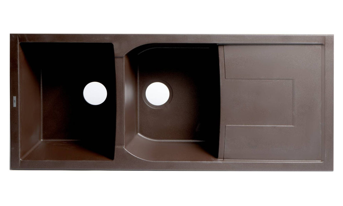 ALFI brand 46" Double Bowl Granite Composite Kitchen Sink, Drainboard AB4620DI