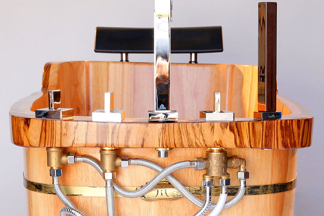 ALFI brand 59'' Free Standing Wooden Bathtub, Tub Filler AB1148