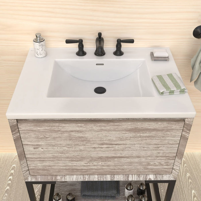 Whitehaus 31" Countertop Vanity Sink, Rect Bowl Single Faucet, Overflow WHCS3122-1H