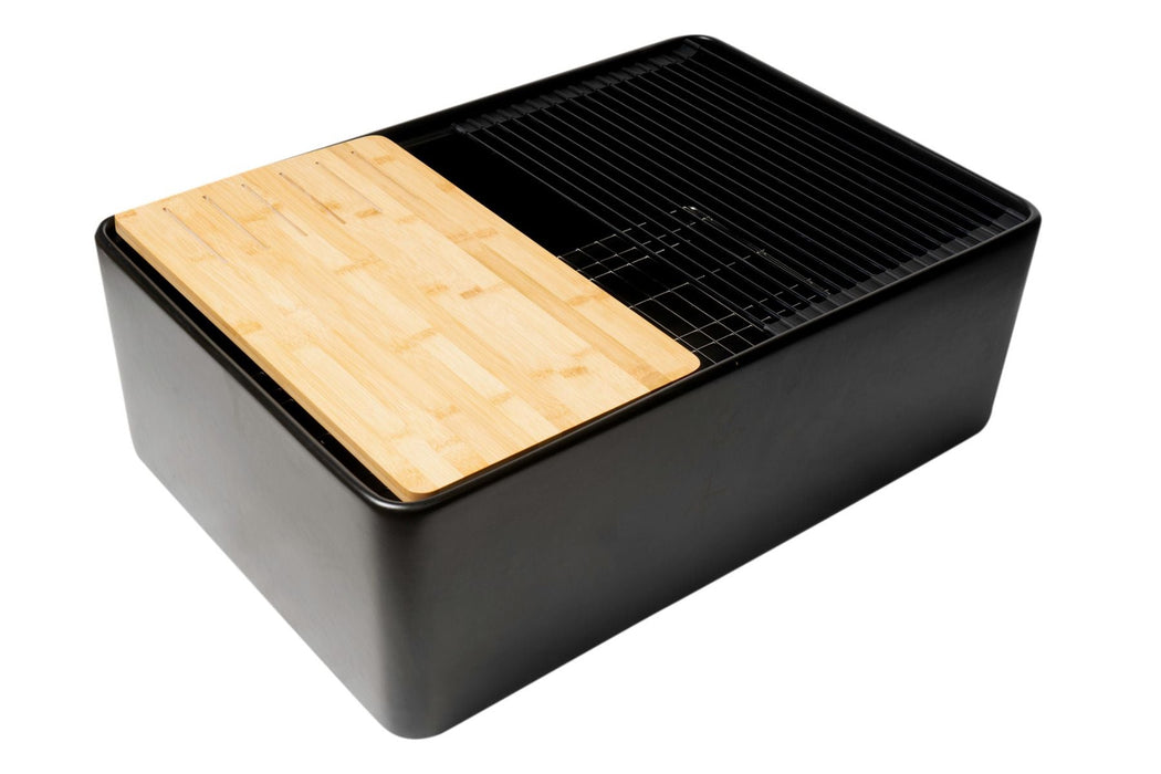 ALFI Brand 30" Smooth Apron Workstation Step Rim Fireclay Farm Sink ABFS3020