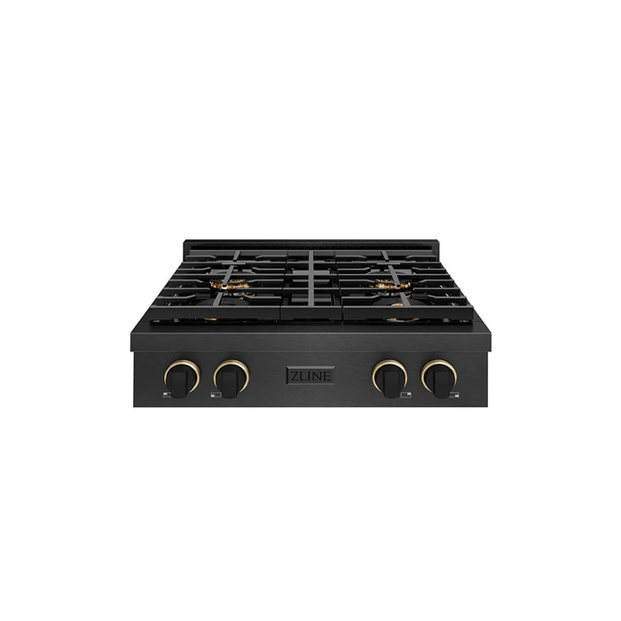 ZLINE Autograph Edition 30" Paramount Gas Rangetop DuoPro™ Cooktop. Black Satin Stainless Steel PSRTBSZ-30-CB