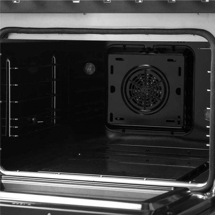 Forno Galiano 48" French Door Dual Fuel Range, 8 Burners, Electric Convection Oven, Black Antique Brass Trim, FFSGS6356-48BLK