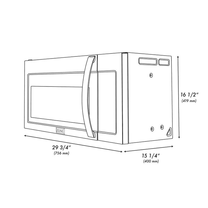 ZLINE 30" Recirculating Over the Range Convection Microwave Oven MWO-OTRCF-30-BS