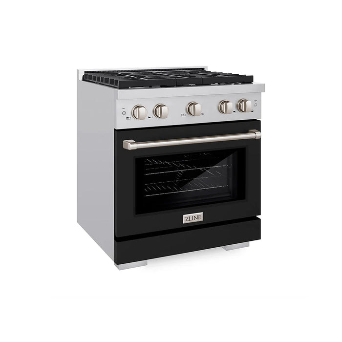 ZLINE 36" Gas Range, Convection Gas Oven, Stainless Steel,Matte Black  SGR-BLM-36