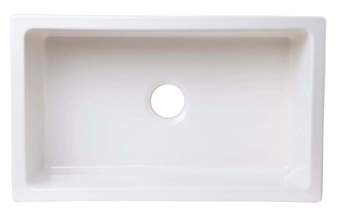 ALFI brand 30" Smooth Solid Thick Wall Fireclay One Bowl Farm Sink AB3018SB