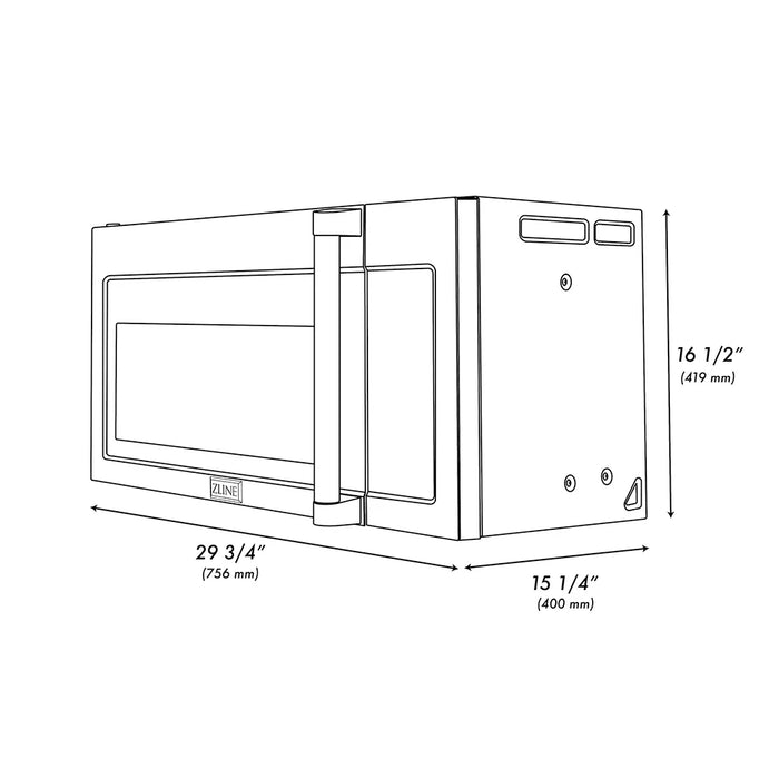 ZLINE 30" Recirculating Over the Range Convection Microwave Oven MWO-OTRCFH-30