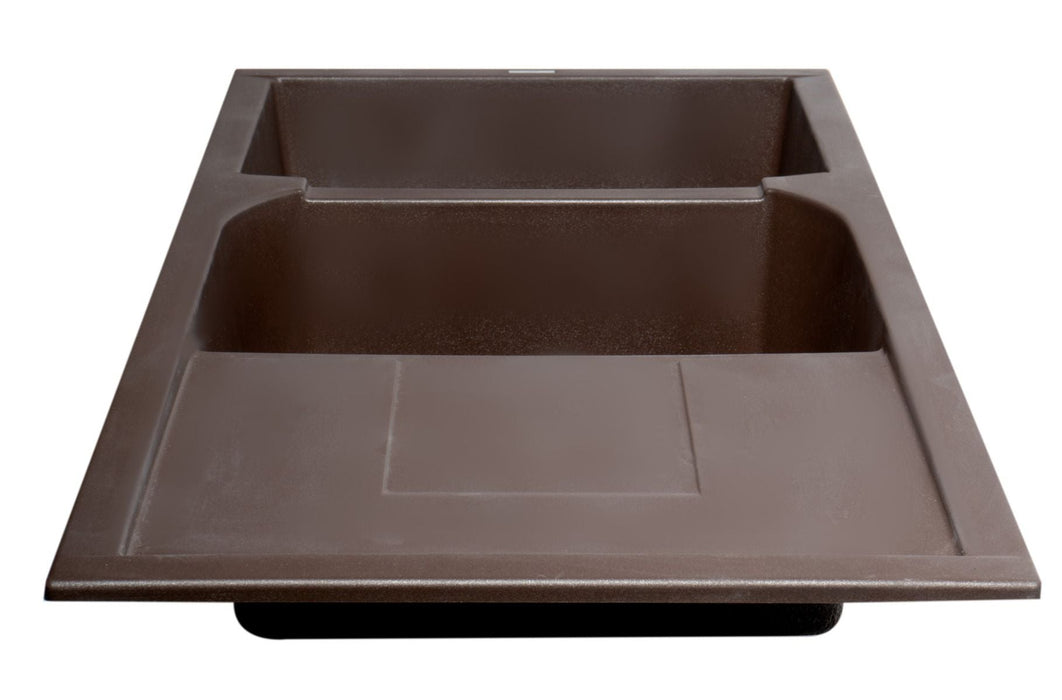 ALFI brand 46" Double Bowl Granite Composite Kitchen Sink, Drainboard AB4620DI