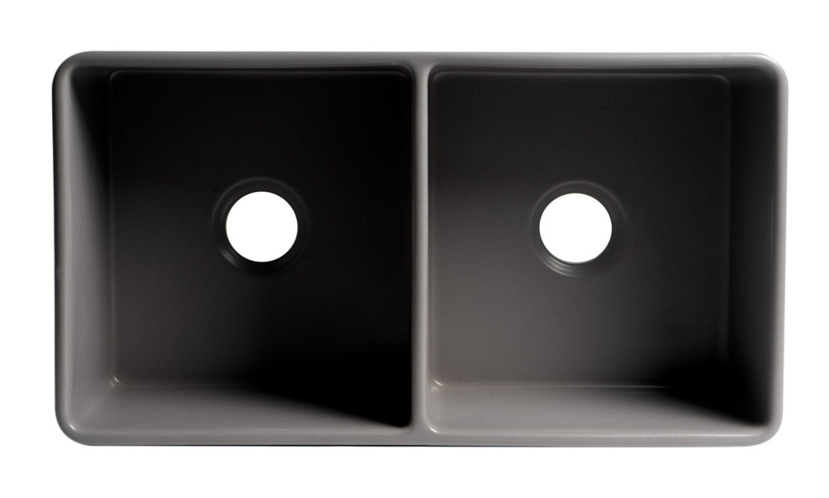 ALFI brand Smooth Apron 33" Double Bowl Fireclay Farm Sink ABF3318D