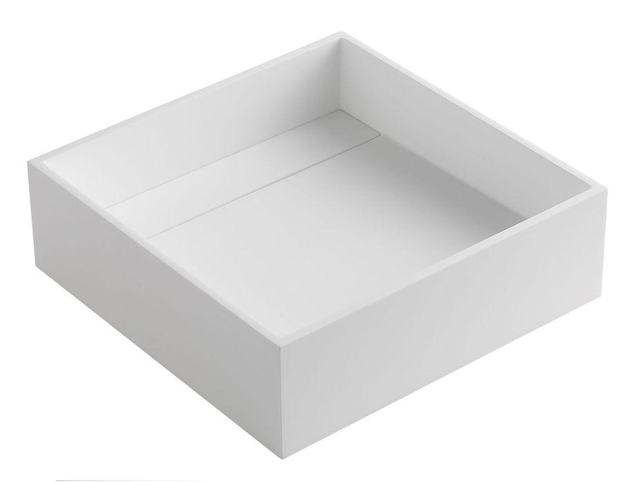 ALFI brand 14" Square White Matte Solid Surface Resin Sink ABRS14S