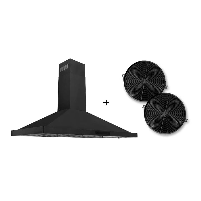ZLINE Wall Range Hood, Black Stainless Steel, Charcoal Filters BSKBN-CF
