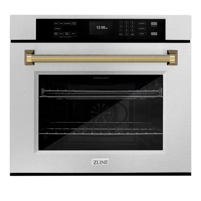 ZLINE Autograph Edition 30" Professional True Convection Single Wall Oven, Air Fry, Self Clean, Stainless Steel, Helix Handles WASZ-30-KCB