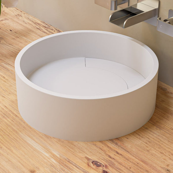 ALFI brand 15" Round White Matte Solid Surface Resin Sink ABRS15R