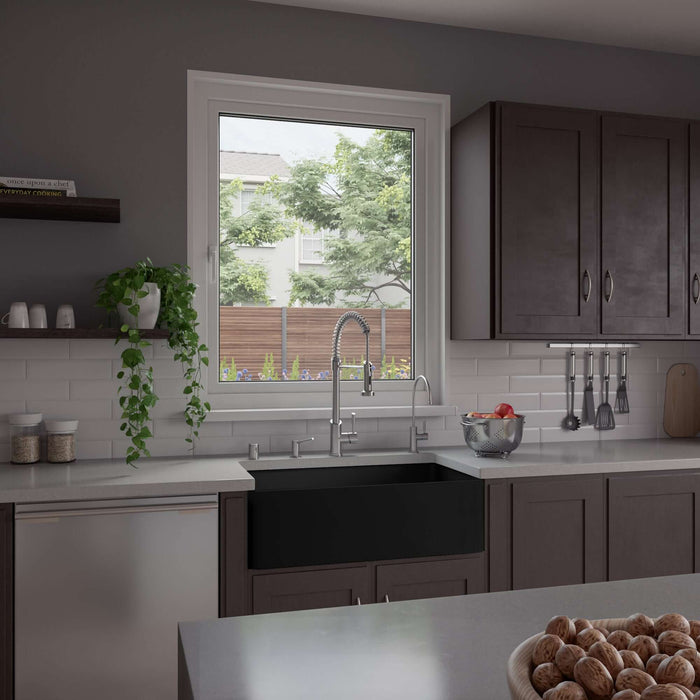 ALFI brand Smooth Apron 33" Single Bowl Fireclay Farm Sink ABF3318S