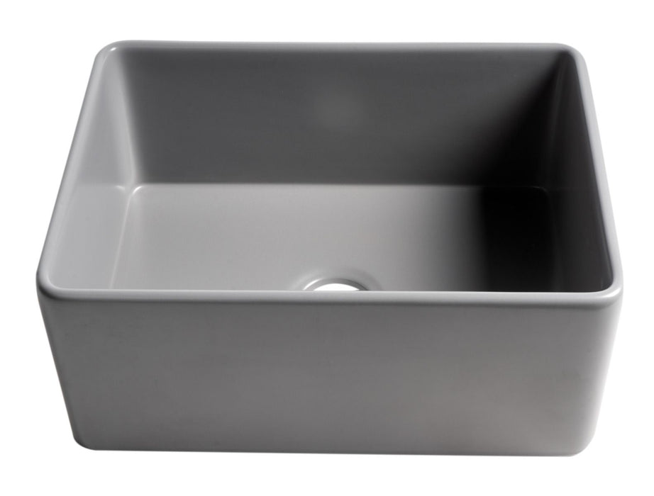 ALFI brand Smooth Apron 24" Single Bowl Fireclay Farm Sink ABF2418